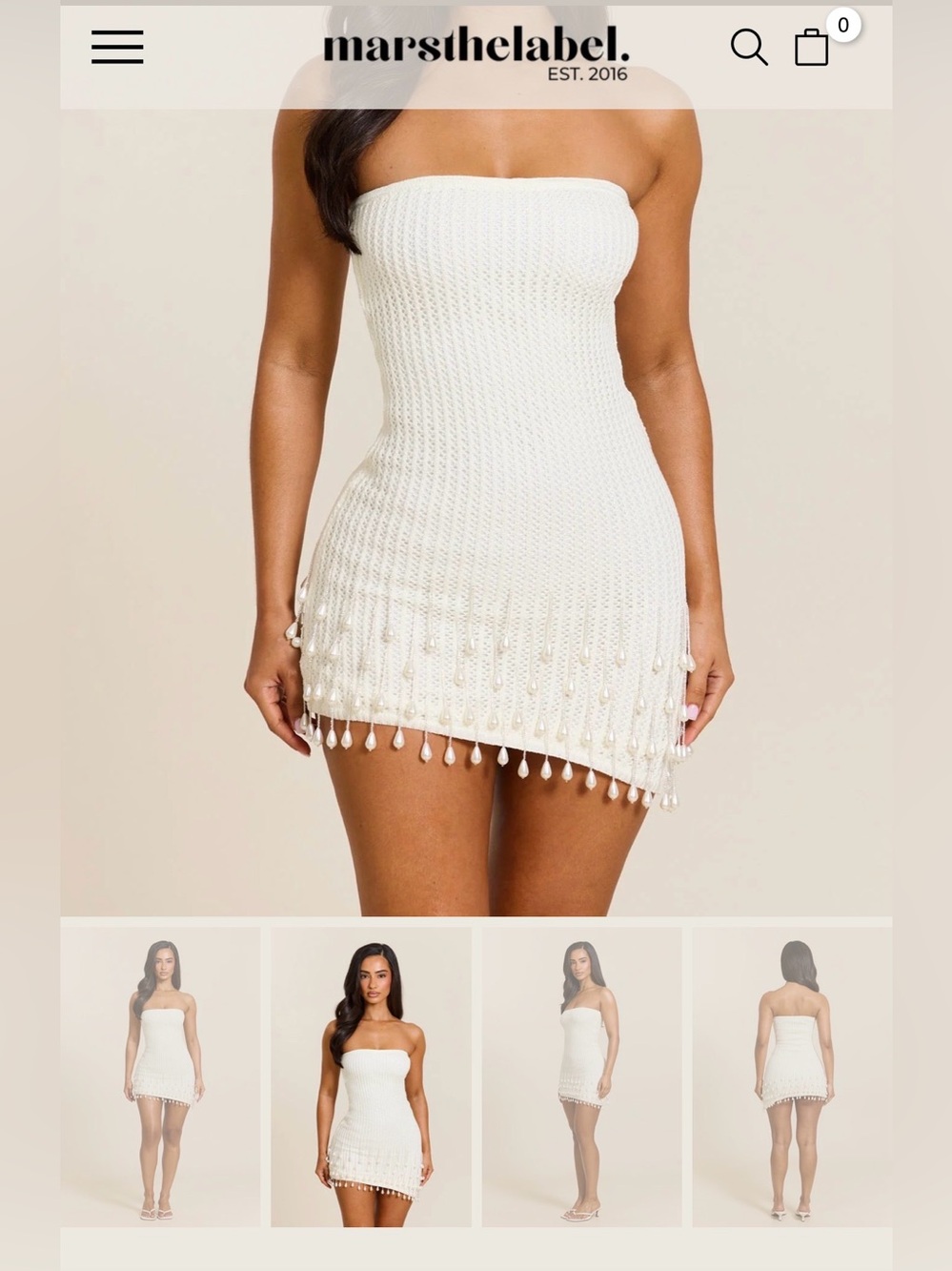 MarsTheLabel White Knit Fringe Mini Dress XS